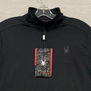 SPYDER 1/4 Zip Shirt Mens Small Black Base Layer Lightweight Pullover Quick Dry